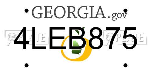 4LEB875 Georgia License Plate
