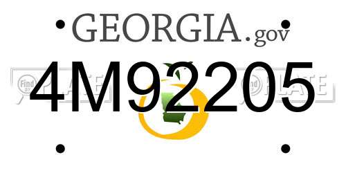 4M92205 Georgia License Plate