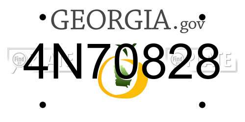 4N70828 Georgia License Plate