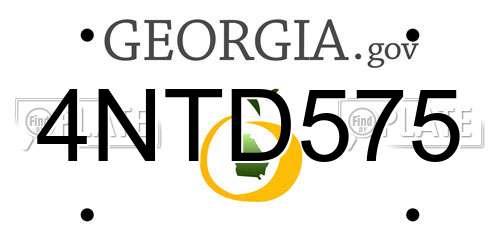 4NTD575 Georgia License Plate