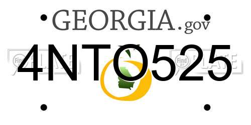 4NTO525 Georgia License Plate