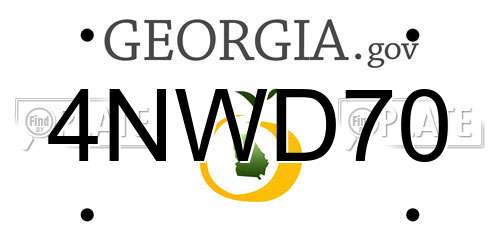 4NWD70 Georgia License Plate