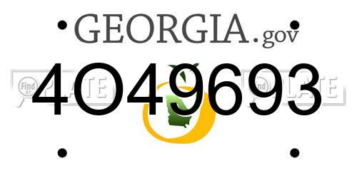4O49693 Georgia License Plate