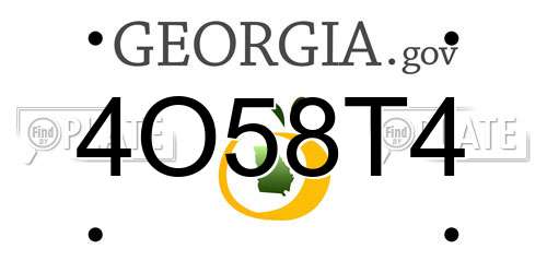 4O58T4 Georgia License Plate
