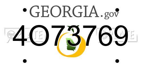 4O73769 Georgia License Plate