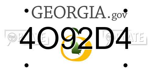 4O92D4 Georgia License Plate