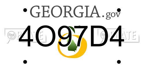 4O97D4 Georgia License Plate