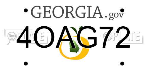 4OAG72 Georgia License Plate