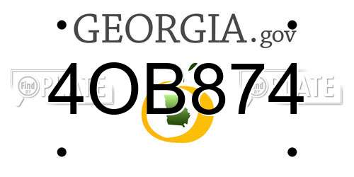 4OB874 Georgia License Plate