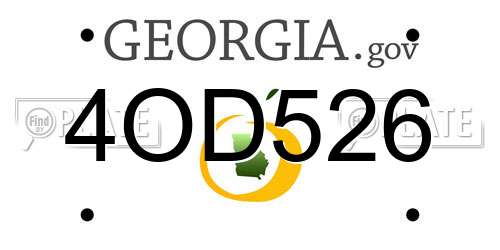 4OD526 Georgia License Plate