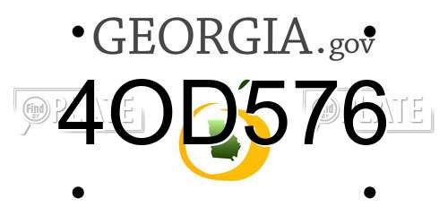 4OD576 Georgia License Plate