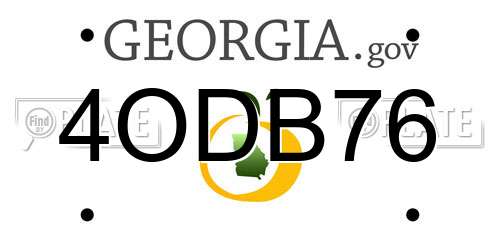 4ODB76 Georgia License Plate