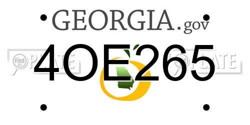 4OE265 Georgia License Plate
