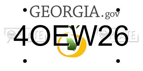 4OEW26 Georgia License Plate