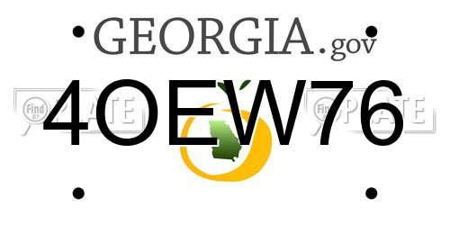 4OEW76 Georgia License Plate