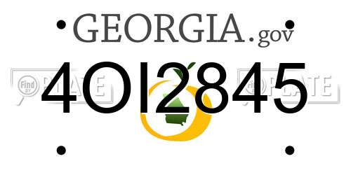 4OI2845 Georgia License Plate