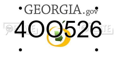 4OO526 Georgia License Plate