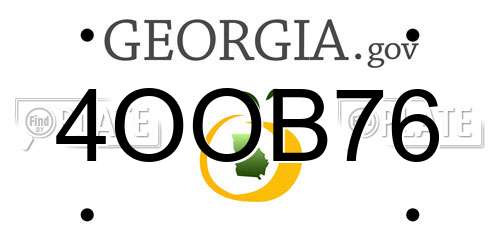 4OOB76 Georgia License Plate
