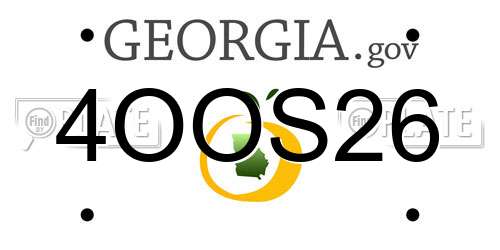 4OOS26 Georgia License Plate