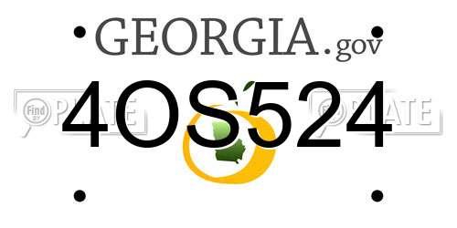 4OS524 Georgia License Plate