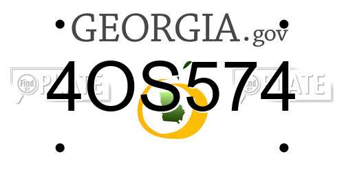 4OS574 Georgia License Plate