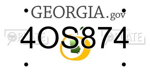 4OS874 Georgia License Plate