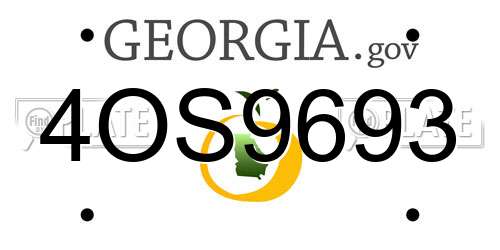 4OS9693 Georgia License Plate
