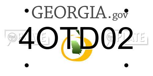 4OTD02 Georgia License Plate