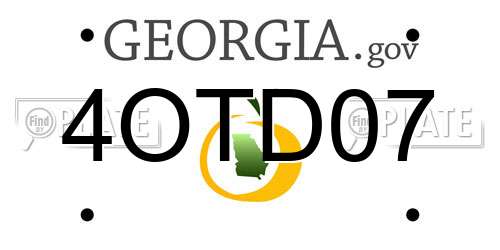 4OTD07 Georgia License Plate