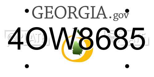 4OW8685 Georgia License Plate