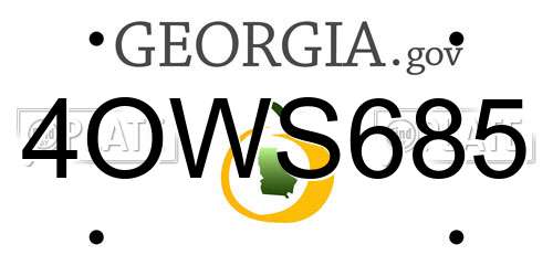 4OWS685 Georgia License Plate