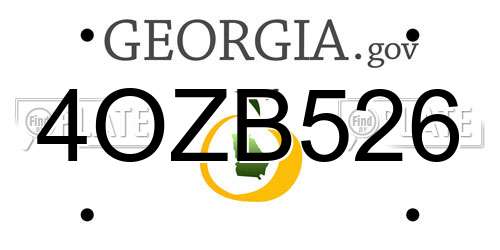 4OZB526 Georgia License Plate