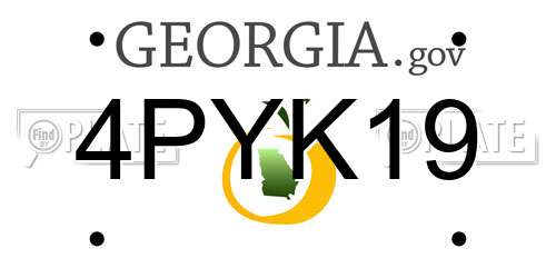 4PYK19 Georgia License Plate