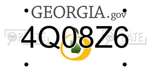 4Q08Z6 Georgia License Plate