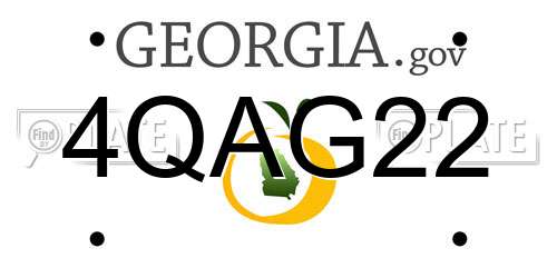 4QAG22 Georgia License Plate
