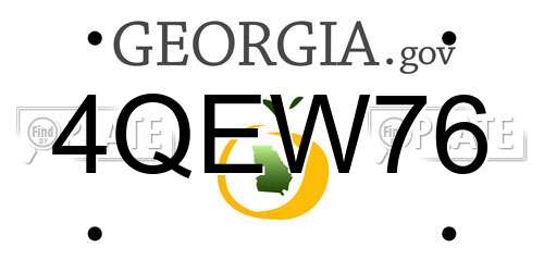 4QEW76 Georgia License Plate