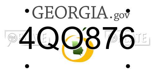 4QO876 Georgia License Plate