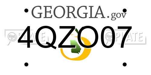 4QZO07 Georgia License Plate