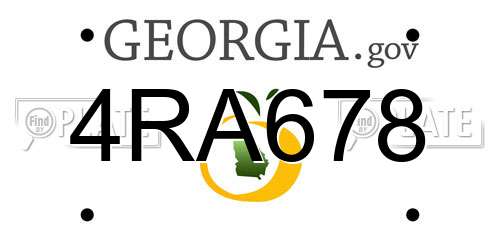 4RA678 Georgia License Plate
