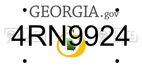 4RN9924 Georgia License Plate