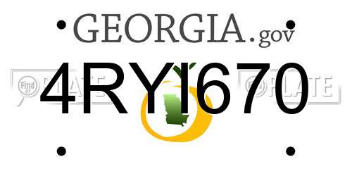 4RYI670 Georgia License Plate