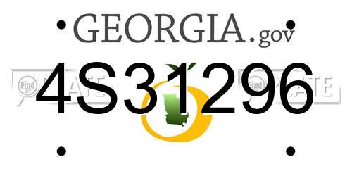 4S31296 Georgia License Plate