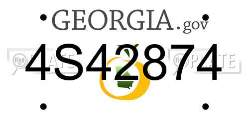 4S42874 Georgia License Plate
