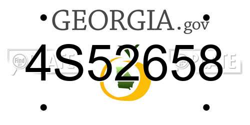 4S52658 Georgia License Plate