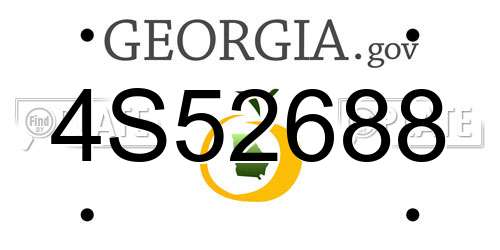 4S52688 Georgia License Plate