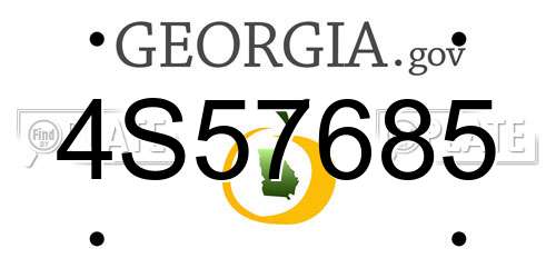 4S57685 Georgia License Plate