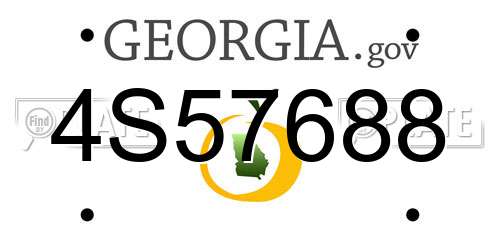 4S57688 Georgia License Plate