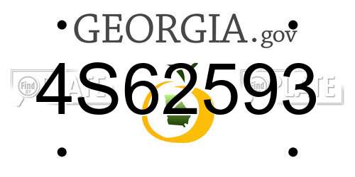 4S62593 Georgia License Plate