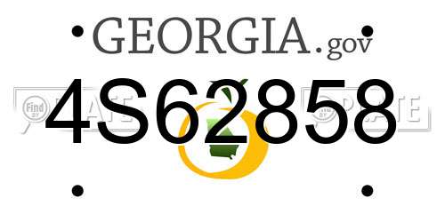 4S62858 Georgia License Plate