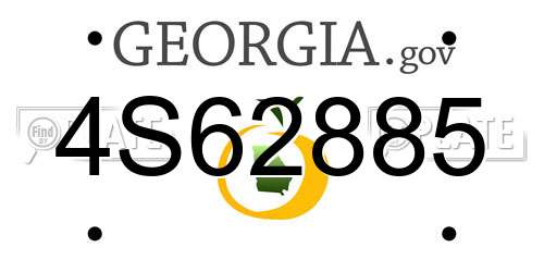 4S62885 Georgia License Plate